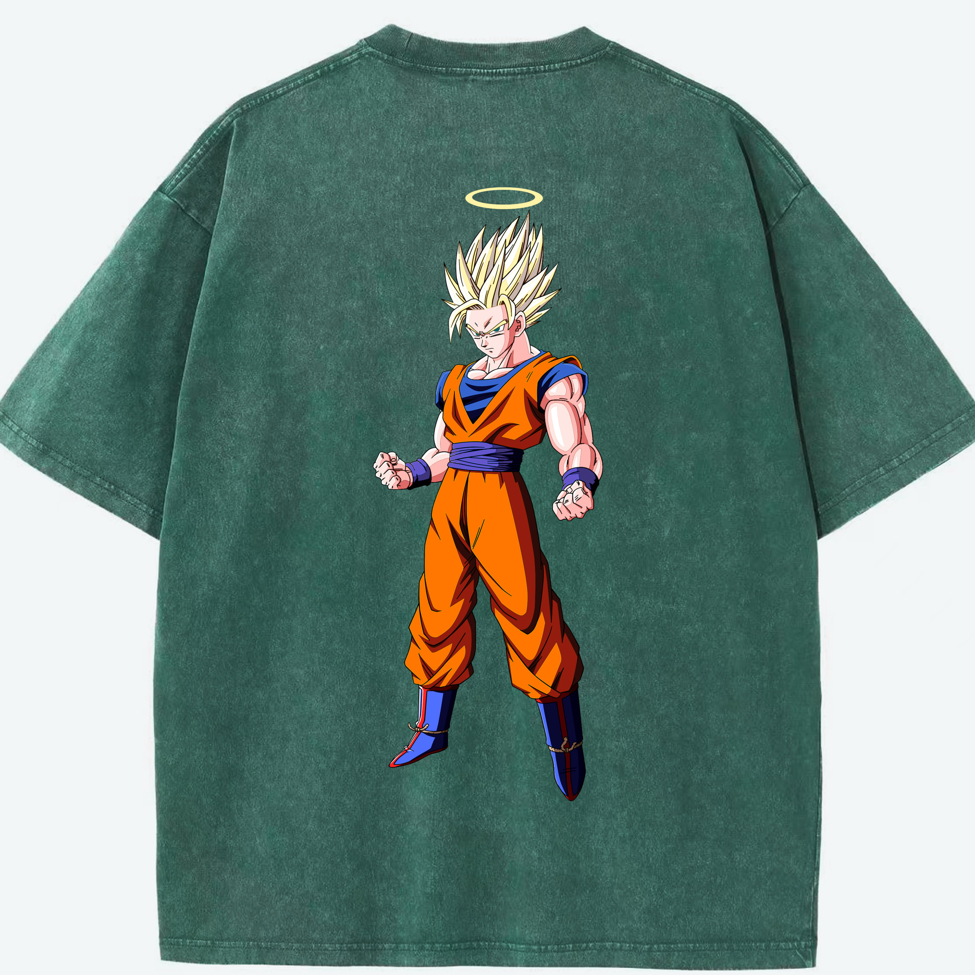 （画像用） ドラゴンボール 孫悟空（そん ごくう）Son Goku カカロット DRAGON BALL Kakarotto 綿100% ヴィンテージ風 半袖Tシャツ（背面プリント）